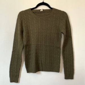 J. Crew wool Wellesley cable sweater in olive
